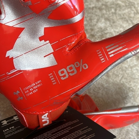 Brand New Under Armour F8 Glue Grip Football Gloves for Skill Players Orange - Picture 11 of 15